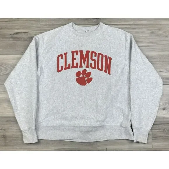 Clemson Tigers Sweatshirt Champion Large Gray Pullover Reverse Weave VTG - Picture 1 of 6